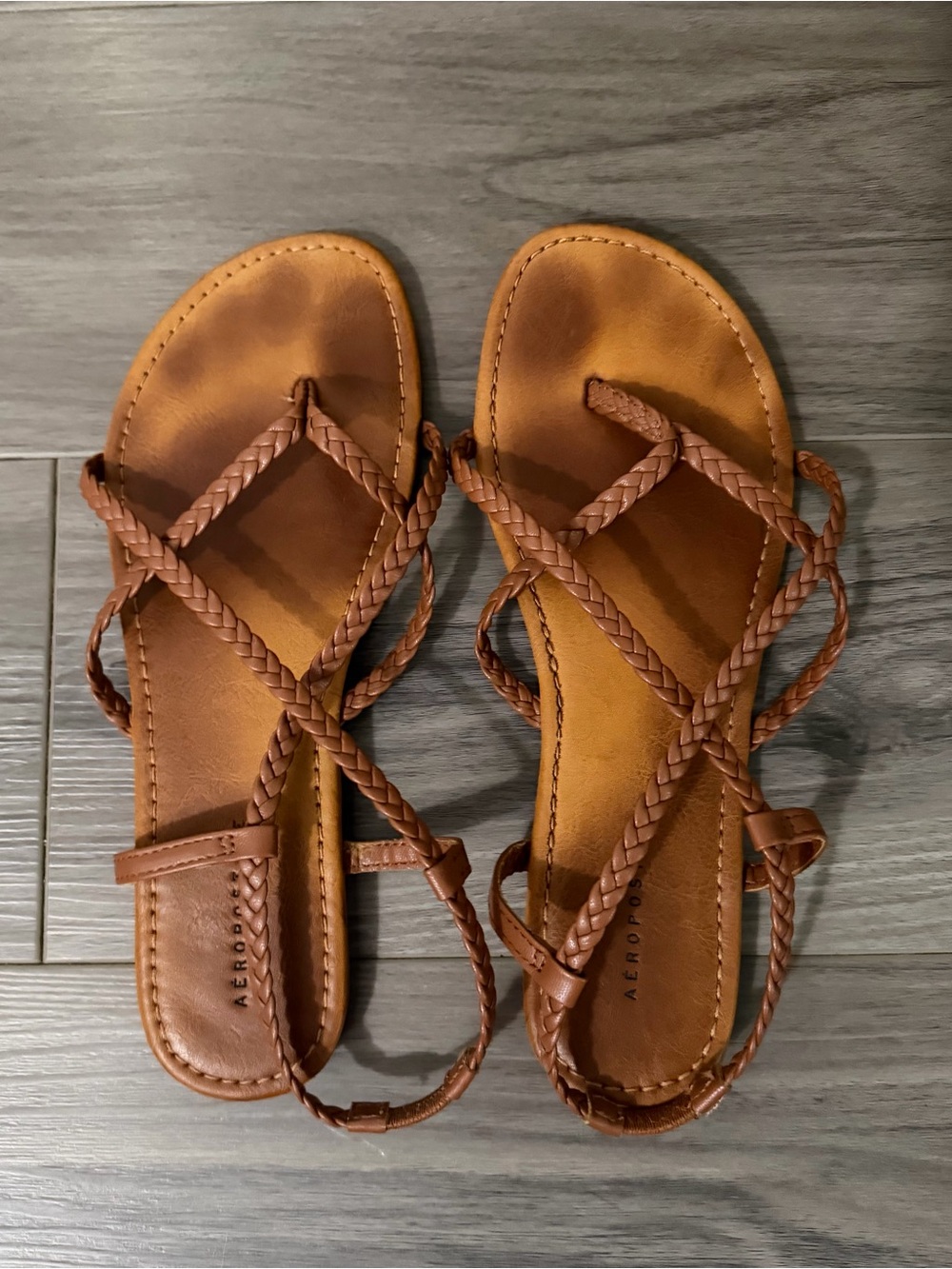 Aeropostale Tan Braided Strappy Women's Sandals